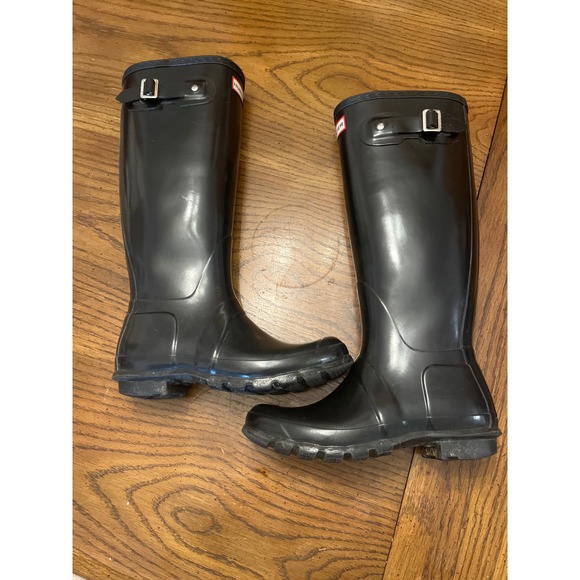 Hunter Original Tall Gloss Black Rubber Rain Boots Women US 7 UK 5 EU 38 - Picture 7 of 15